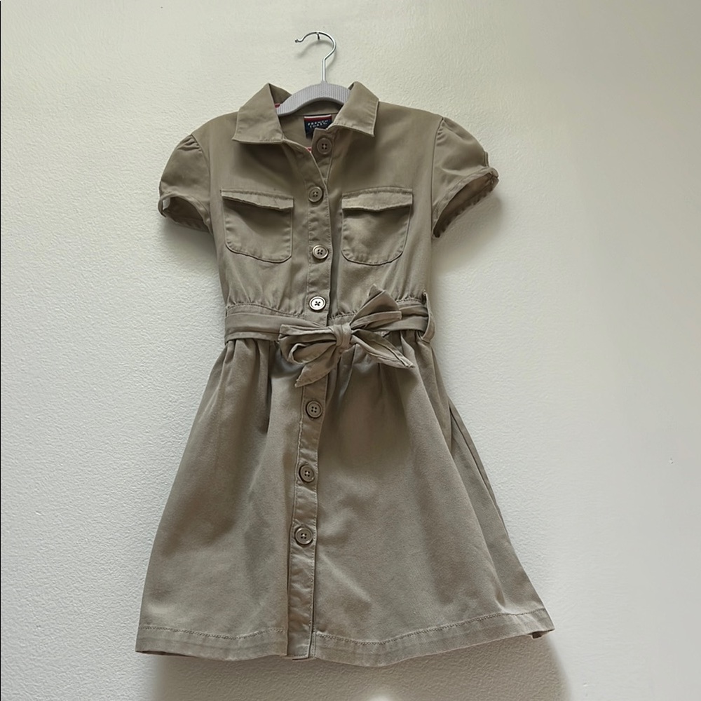French toast Tan Button-Up school uniform Dress with Belt size:7
